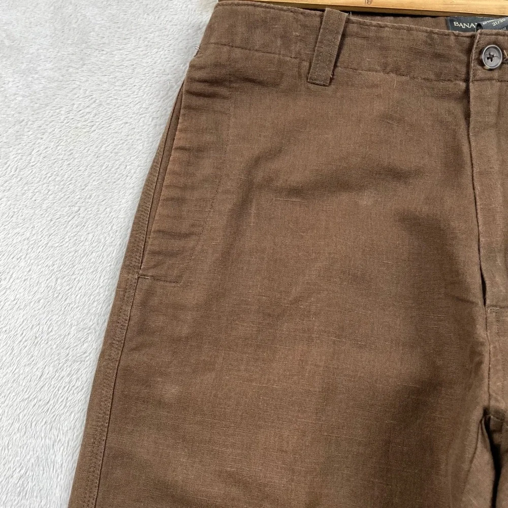 Vintage Banana Republic Pants Mens 31x30 Relaxed Straight Brown Linen Blend